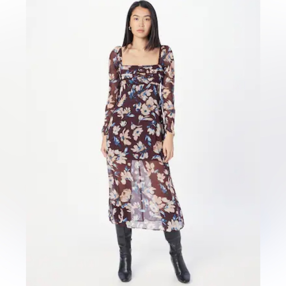 Abercrombie & fitch large Elegant Floral Long Sleeve Dress - Brown and Blue